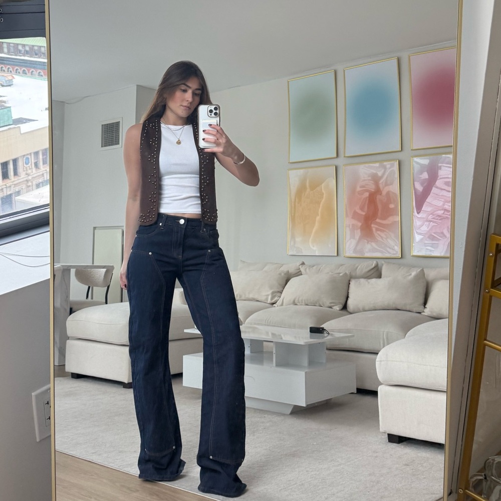 Zara Dark Brown Women's Studded Vest